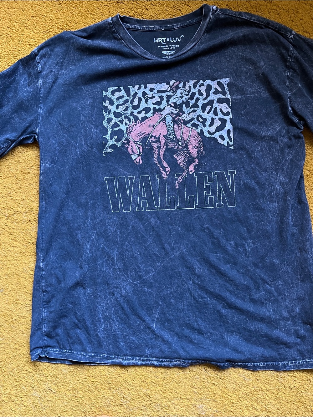 WALLEN Graphic Tee with Bronco Illustration - Washed Black size SMALL (runs big)
